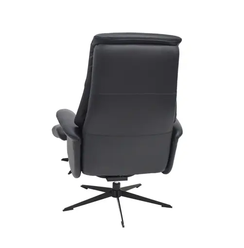 TV-Sessel MENNIS mit Hocker - drehbar, Relaxfunktion, Kopfteilverstellung, Leder, Schwarz