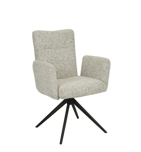 Armlehnstuhl MYLENE - drehbar, Stoff, Schwarz-Weiß