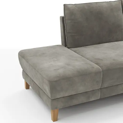 Sofa Stamford - inkl. Armlehne verstellbar und Kopfstütze, Ecksofa 2-sitzig und Abschlusshocker links mit 3,5-Sitzer, Bogen rechts, Stoff, Anthrazit