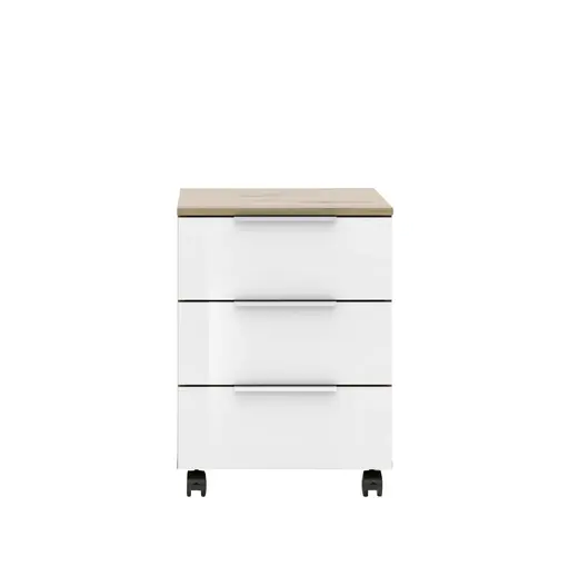 Rollcontainer - B ca. 45 cm, Artisan Eiche Nachbildung, Weiß