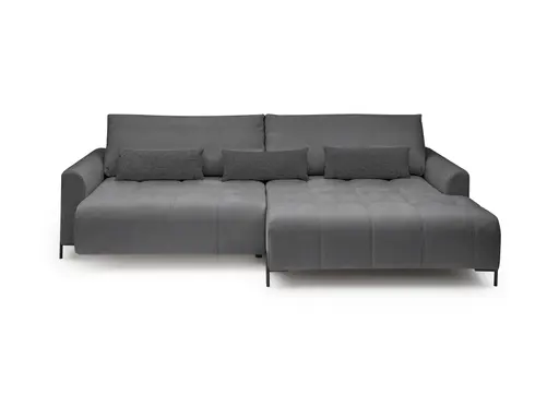 Ecksofa - 2-Sitzer mit Longchair rechts, Sitztiefe verstellbar motorisch, Stoff, Anthrazit