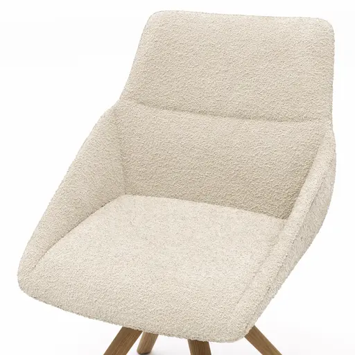 Stuhl Maluhia - mit niedriger Armlehne, drehbar, Stoff, Beige