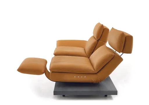 Sofa - 2-Sitzer, Relaxfunktion motorisch, Leder, Curry