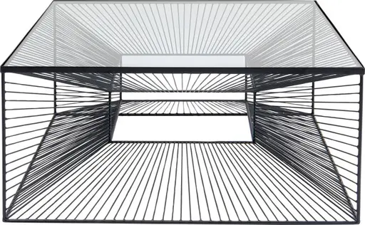 Couchtisch- LB ca. 80x80 cm, Stahl pulverbeschichtet, Glas, Schwarz