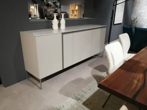 Sideboard Venzone - BHT ca. 216x95x52 cm, Lack, Hellgrau