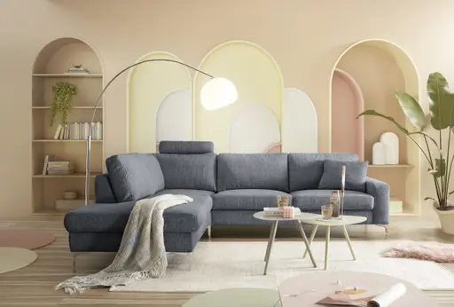 Ecksofa CALM 2.0 - Ecke rechts mit 2,5-Sitzer, Stoff, Anthrazit