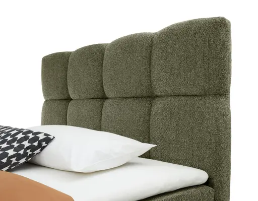 Boxspringbett SANDRIN R- Liegefläche ca. 140x200 cm, Stoff, Braungrün, inkl. Stauraum und Fußteil