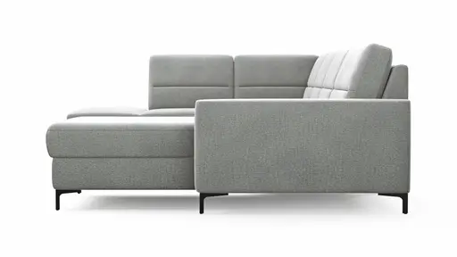 Wohnlandschaft Merlos H - Ecke links mit 2,5-Sitzer und Longchair rechts inkl. Relaxfunktion (motorisch), Stoff, Grau