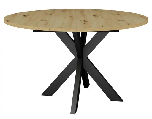 Esstisch - ausziehbar, Ø/H ca. 130x75 cm, Asteiche, Schwarz