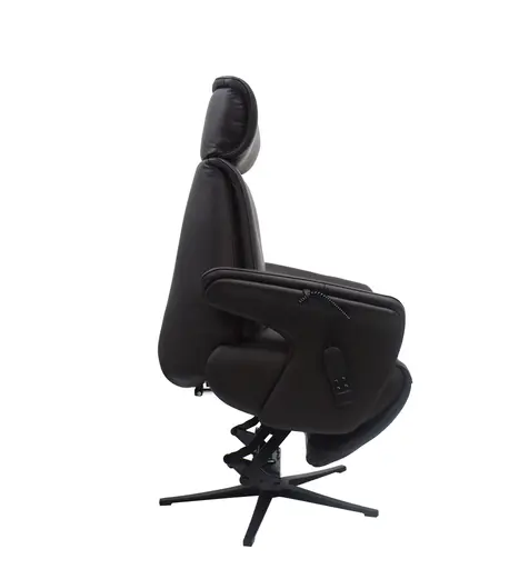 TV-Sessel MATHIS - drehbar, Aufstehhilfe, Relaxfunktion, Kopfteilverstellung, Leder, Chocolate