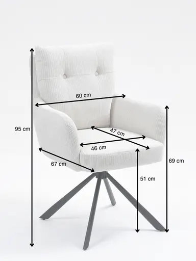 Armlehnstuhl - drehbar, Cord, Creme