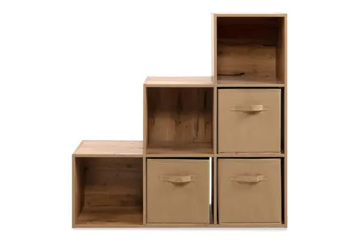 Raumteiler - inkl. Stoffboxen, B ca. 89 cm, Artisan Eiche Nachbildung, Beige