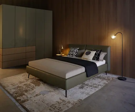 Polsterbett Delia - Liegefläche ca. 180x200 cm, Leder Olive