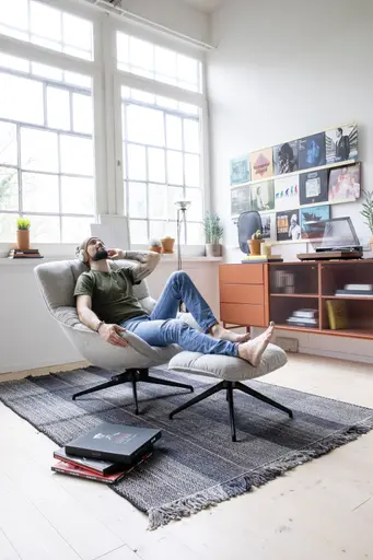 Sessel Unn - Stoff, Hellgrau