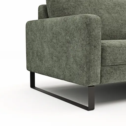 Sofa Enna - 3,5-Sitzer, Armlehne A, Stoff, Olivgrün, Kufe, Schwarz