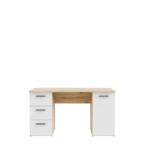 Schreibtisch FEENA- LB ca. 138x60 cm, Eiche Dekor, Weiß
