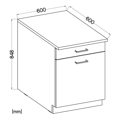 Unterschrank- B ca. 60 cm, Weiß, Matt