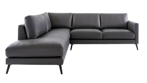 Ecksofa Cuneo Klassik - Ecke links, 2-Sitzer, Leder Steingrau