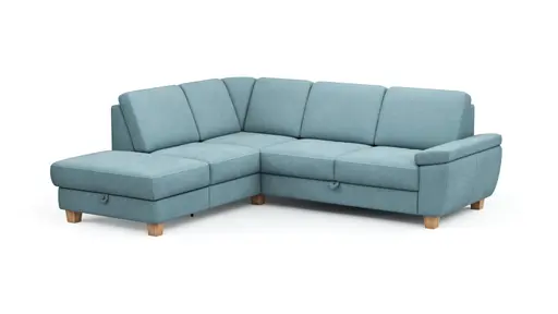 Ecksofa Sommerville - Ecke links mit 2,5-Sitzer, inkl. Schlaffunktion, Relaxfunktion (manuell), Stoff, Hellblau