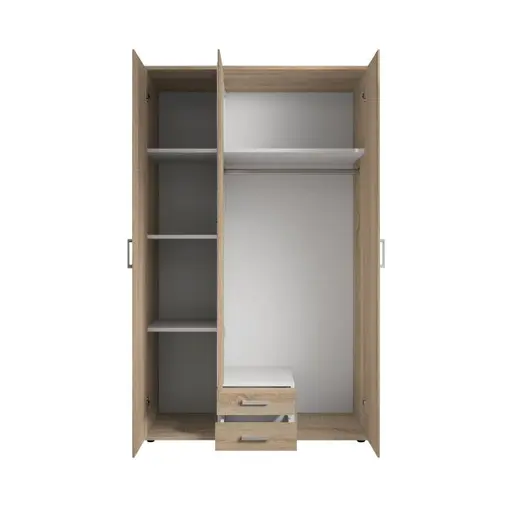 Drehtürenschrank- B ca. 120 cm, Eiche Dekor, Spiegel