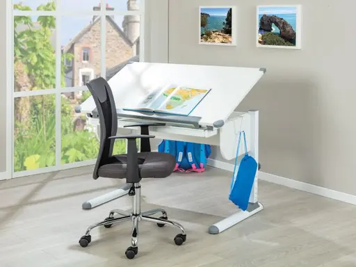 Schreibtisch - höhenverstellbar, LB ca. 110x68 cm, Weiß