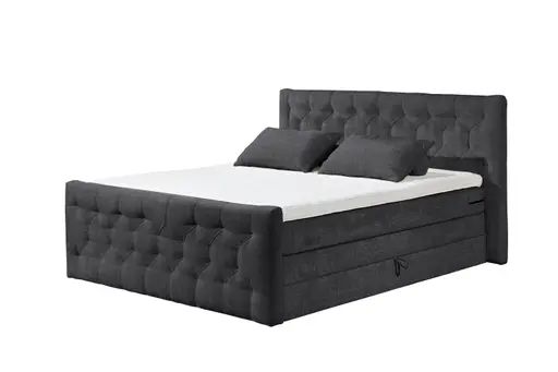 Boxspringbett- Liegefläche ca. 180x200 cm, Stoff, Schwarz