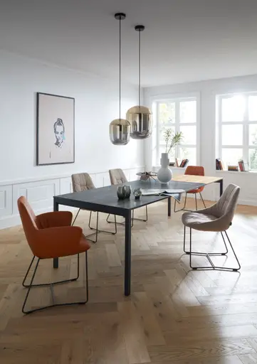 Armlehnstuhl Pegara - Leder, Papaya