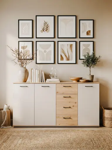 Sideboard- B ca. 160 cm, Eiche Dekor, Beige