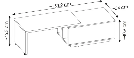 Couchtisch - LB ca. 95x54 cm, Alpinweiß, Coast Evoke Eiche Nachbildung