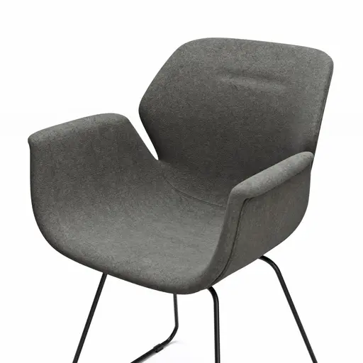 Armlehnstuhl Tooon - Stoff Dunkelgrau, Kufe, Schwarz