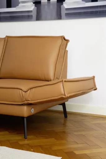 Ecksofa My -  Ecke links mit 2-Sitzer, Rückenlehne, Armlehne  verstellbar und Drehsitze, Leder, Cognac