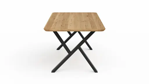 Esstisch Belfast - LB ca. 220x100 cm, Eiche massiv, X-Gestell asymmetrisch