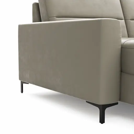 Wohnlandschaft Merlos H - Longchair links und 2,5-Sitzer mit Ecke rechts inkl. Relaxfunktion (motorisch), Leder, Kreide