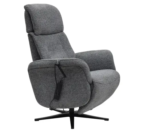 TV-Sessel MARLON - drehbar, Relaxfunktion, Kopfteilverstellung, Stoff, Graublau