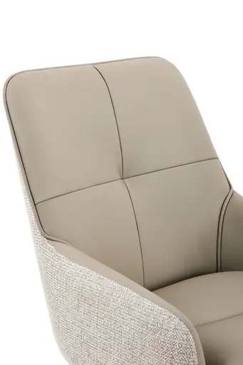 Armlehnstuhl - drehbar, Leder & Stoff, Cappuccino, Beige