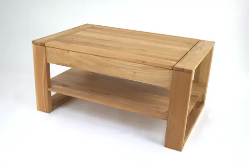 Couchtisch - höhenverstellbar, LB ca. 100x65 cm, Eiche massiv geölt