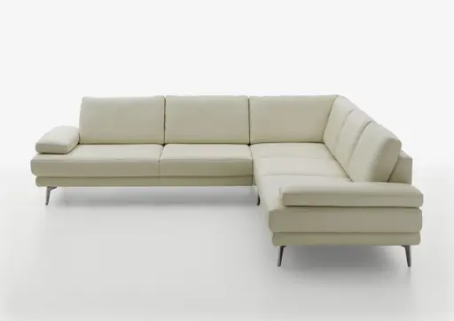 Ecksofa - 3-Sitzer mit Ecke rechts, Leder, Weiß
