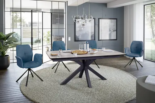 Armlehnstuhl MANOA - drehbar, Stoff, Petrol