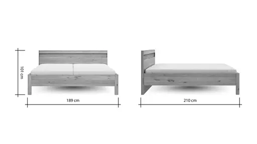 Bett Viana - Liegefläche ca. 180x200 cm, Furnier, Balkeneiche