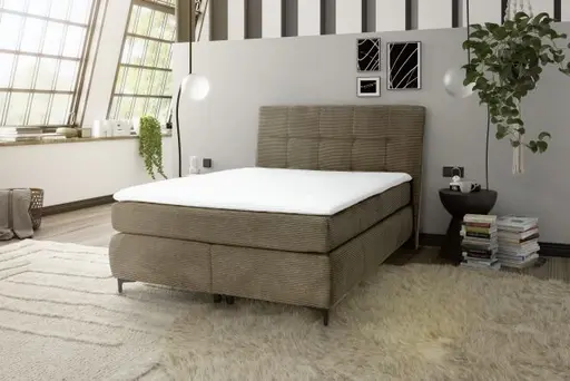 Boxspringbett- Liegefläche ca. 140x200 cm, Stoff, Taupe