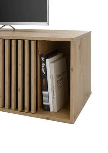 TV-Lowboard - B ca. 150 cm, Artisan Eiche Nachbildung, Schwarz