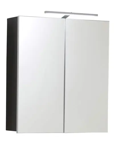 Spiegelschrank- B ca. 60 cm, Eiche Silber, Weiß