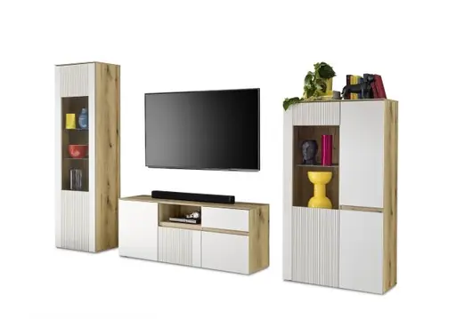 TV-Board- Eiche Dekor, Hellgrau