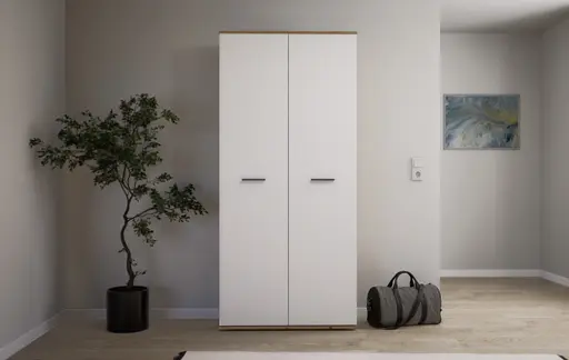 Schuhschrank - B ca. 90 cm, Artisan Eiche Nachbildung, Weiß