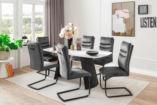 Esstisch - LB ca. 180x90 cm, Keramik, Weiß