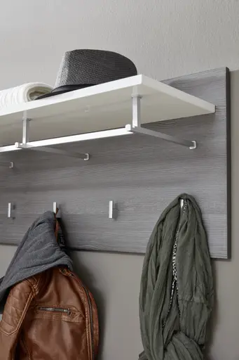 Garderobenpaneel - Weiß Hochglanz, Grau