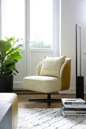 Sessel Cuneo - drehbar, Stoff, Senfgelb, Leder, Senfgelb