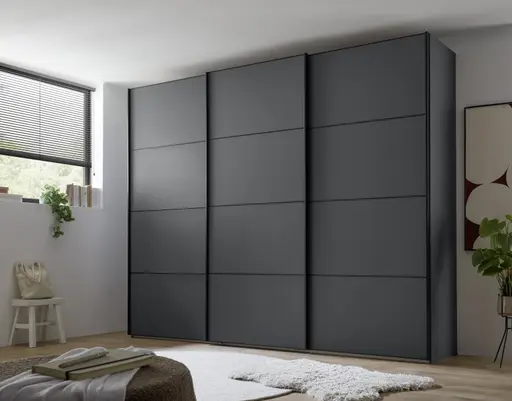 Schwebetürenschrank  3-türig EM Paredes - B. ca. 300 cm, Graphit