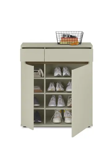 Schuhschrank - B ca. 90 cm, Kaschmir, Nussbaum Nachbildung