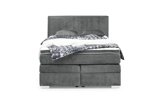 Boxspringbett JEANETTE- Liegefläche ca. 140x200 cm, Stoff, Grau